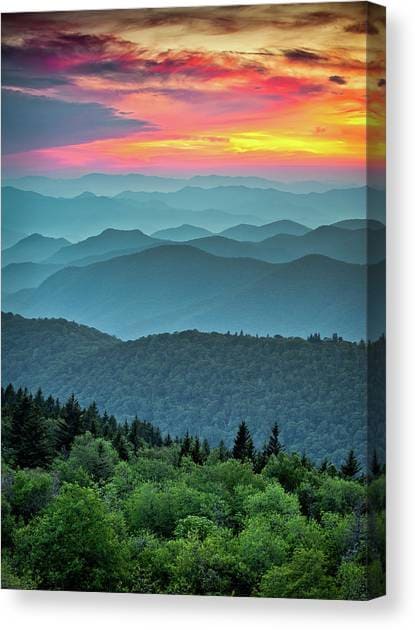 Blue Ridge Parkway Sunset - The Great Blue Yonder Canvas Print