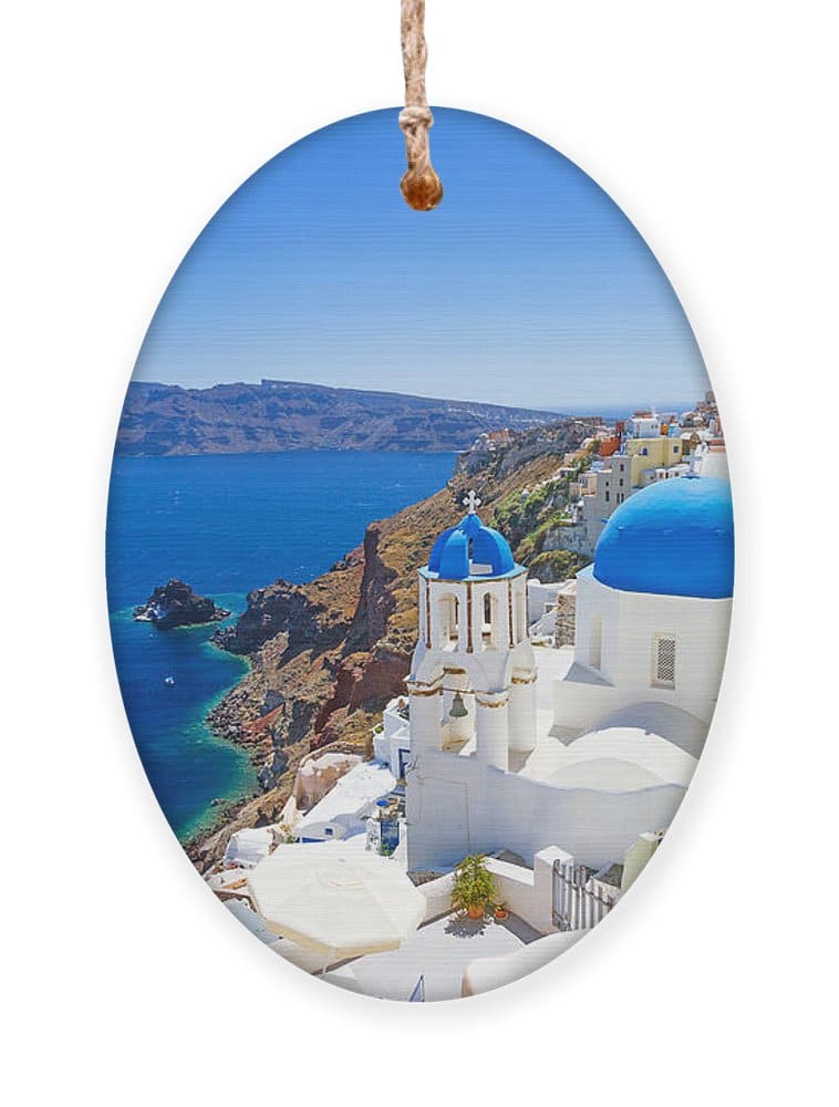 White Architecture Of Oia Village Ornament